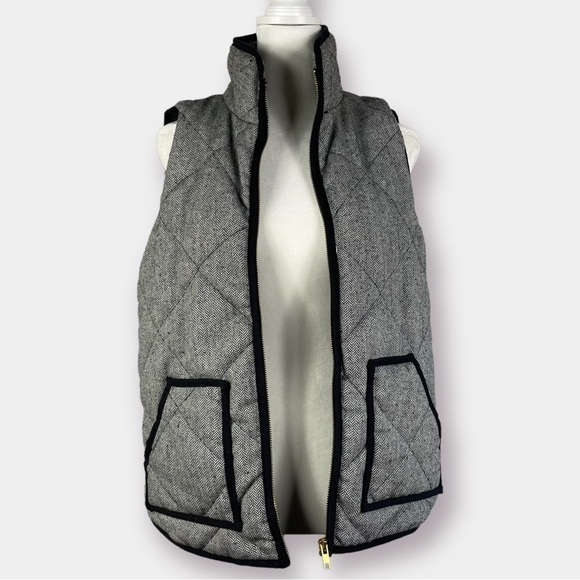 Black White Herringbone Quilted Vest Size Medium - Picture 2 of 6